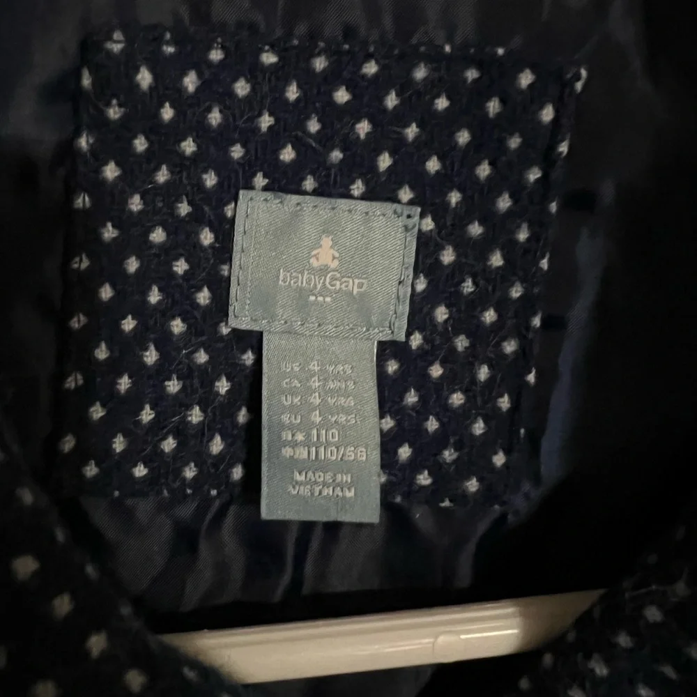 BABY GAP Blue and White Polka Dot Pea‎ Coat Toddler Girl's Size 4